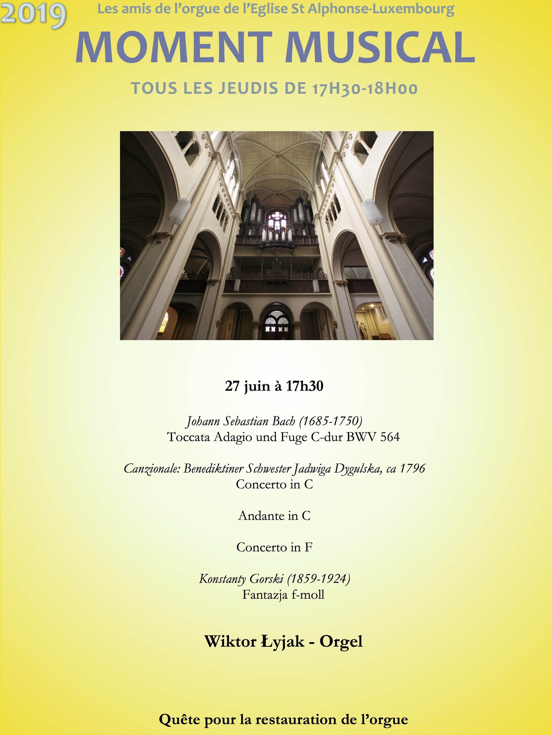 Koncert polskiego organisty w kościele St. Alphonse w najbliższy czwartek
